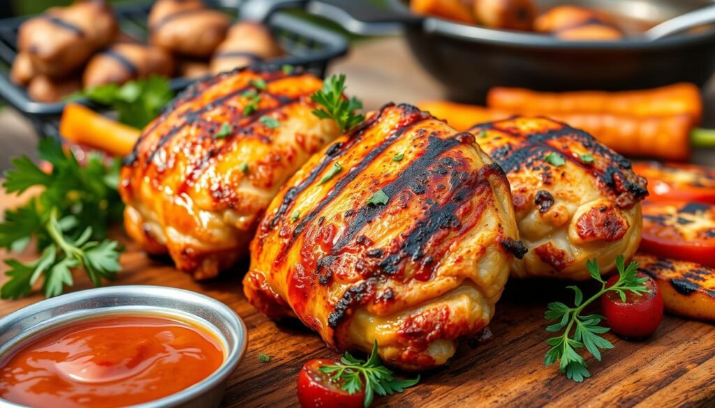 Grilled chicken thighs