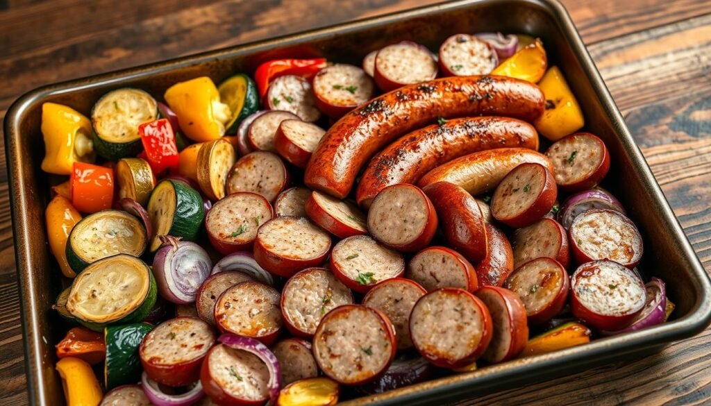 sheet pan sausage and vegetables