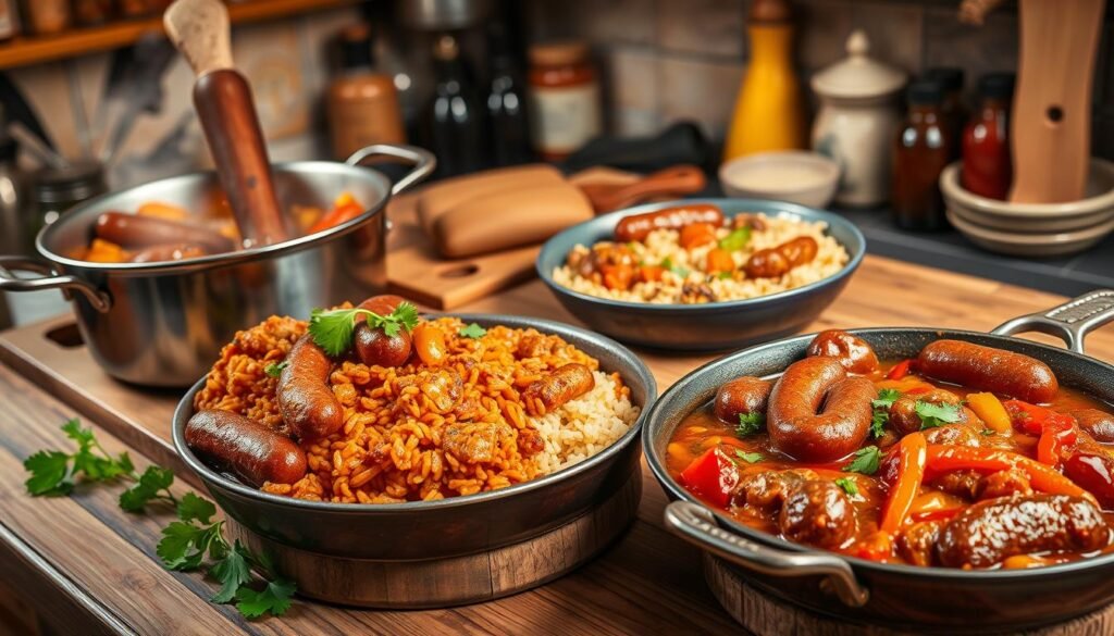 Southern Cajun Cuisine Smoked Sausage Dishes
