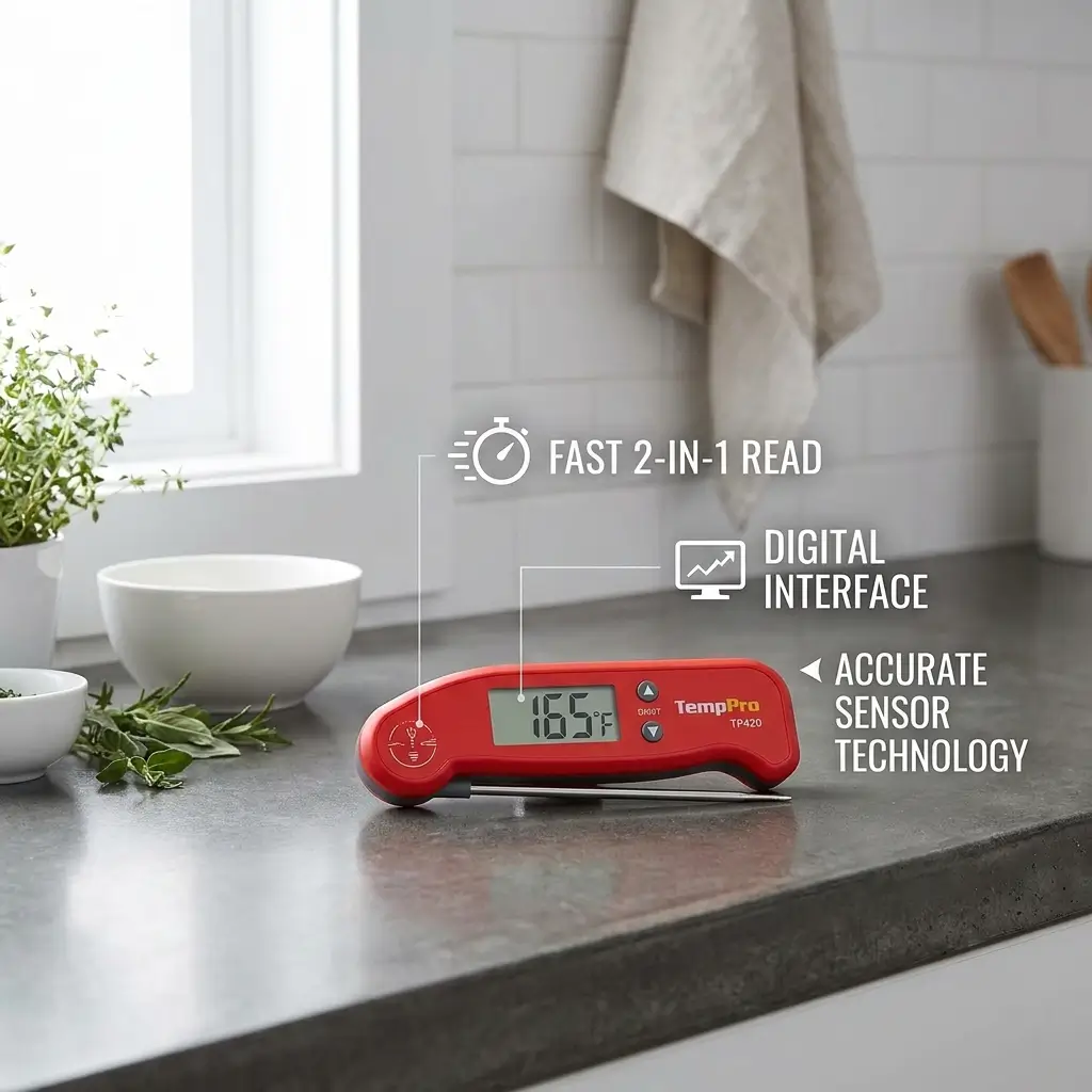 Looking for the best thermometer for cooking ? Read our ThermoPro TP420 deep dive covering speed, precision, infrared mode, pros, cons, and real-life performance.